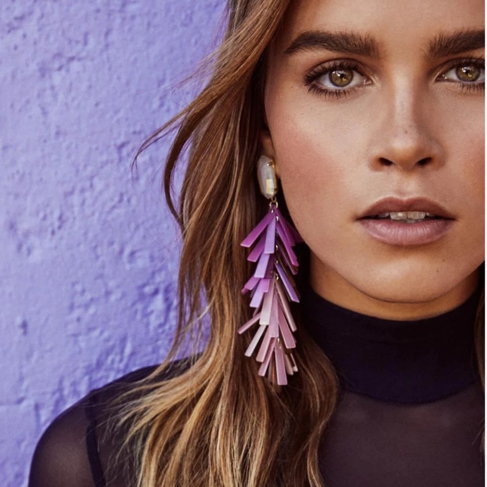 Kendra Scott Justyne Statement Earrings Gold Blush Purple mix
